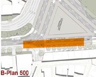Die Rampe aus dem Tunnelplan von 2006 hätte im B-Plan 500 nicht Platz (zum Anzeigen der Animation anklicken)