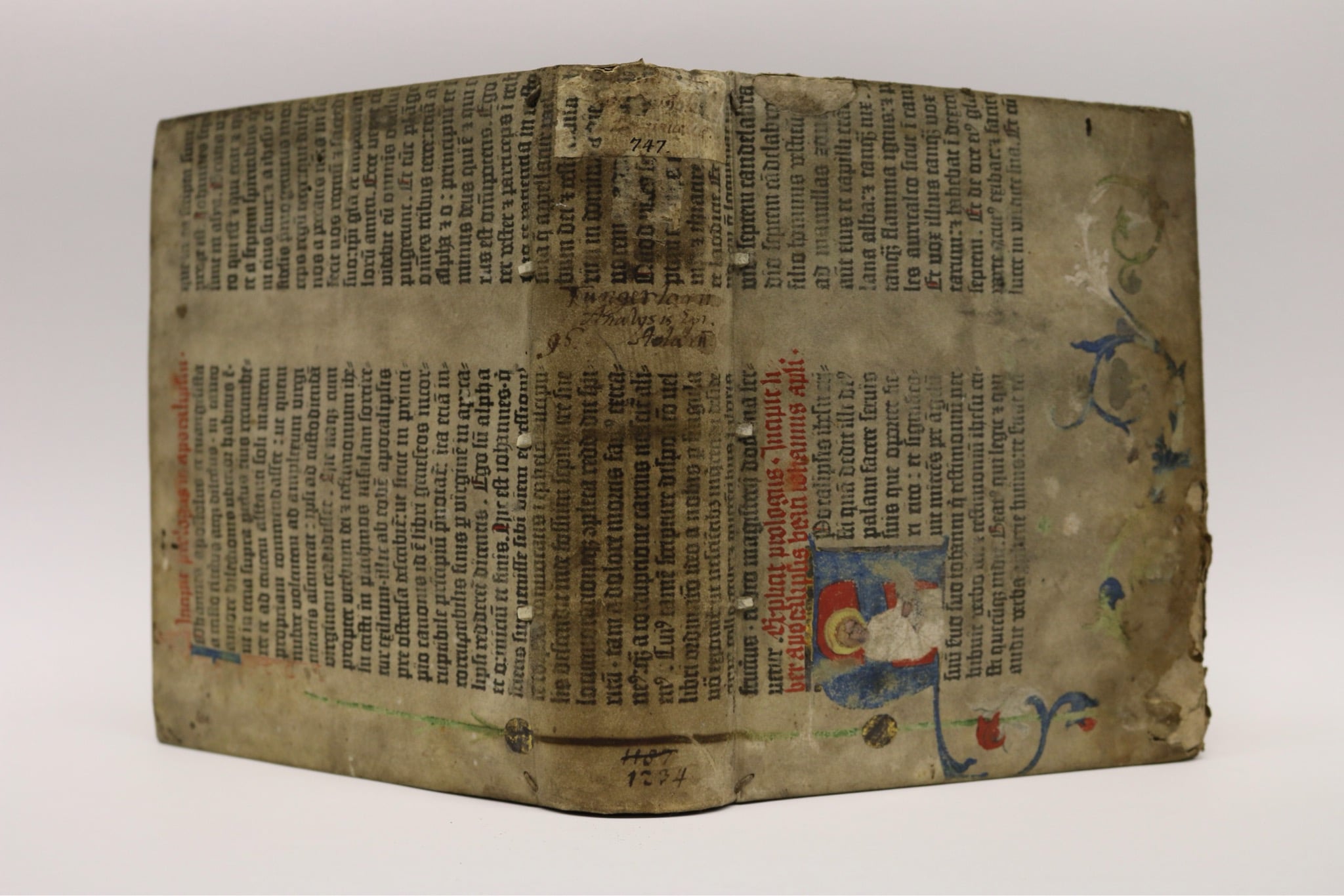 Seltener Fund:illuminiertes Pergament-Blatt einer Gutenberg-Bibel (c) Staats- und Stadtbibliothek Augsburg